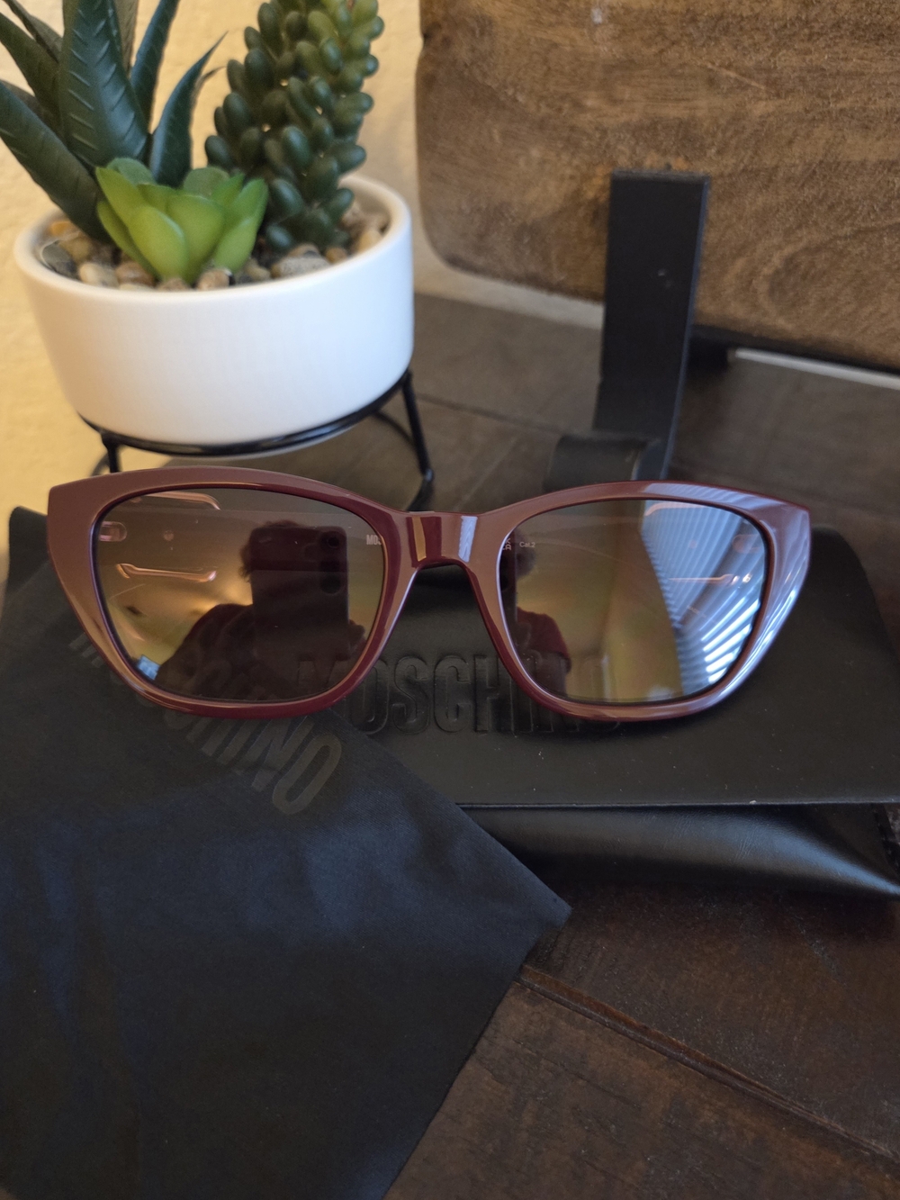 Moschino Women's Maroon Cat-Eye Sunglasses